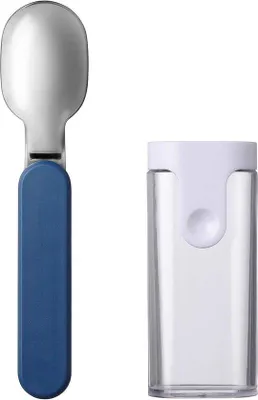 Image de Cuillère pliante en acier inoxydable, couverts de voyage Denim