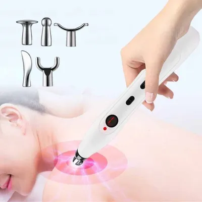 Produktbild von Sonstige Massagegeräte, Massagestab mit 5 Massageköpfen, 9 Gang Akupunkturstift, Elektrisches Reflux-Meridianstift, PulsMassagestift mit LED-Anzeige