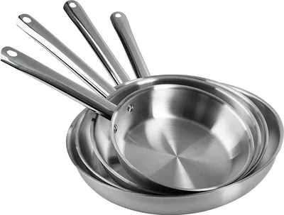 Produktbild von ONVAYA® Edelstahlpfannen-Set | Bratpfanne | ohne Beschichtung | Induktion & backofengeeignet | Profipfannen Komplettset | Ø 20/24/28/32cm