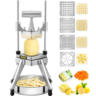 Produktbild von Kartoffelschneider, 1,27 cm, 0,95 cm, 0,64 cm Gemüseschneider, Pommes Frites Schneider 22 x 22 x 50 cm, Zwiebelschneider mit einer Edelstahlschüssel und 6-Keil-Schneider, Frittenschneider