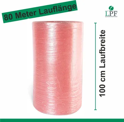 Produktbild von 1x Rolle Luftpolsterfolie Premium Breite 100cm x Länge 80m / 60 my Versandfolie, Polsterfolie, Noppenfolie, Verpackungsmaterial
