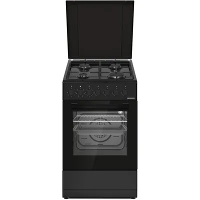 Produktbild von Heinner HFSC-S60LITGC-BK, Freistehender Herd, Schwarz, Drehregler, Vorderseite, Gaskochfeld, 4 Zone(n)
