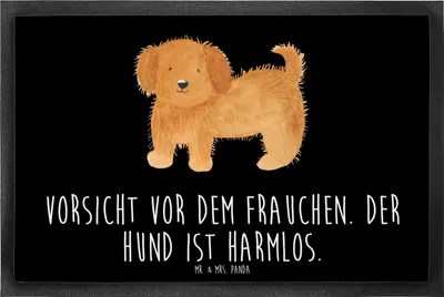 Produktbild von Mr. & Mrs. Panda Fußabstreifer Hund Flauschig 60 x 90 cm - Schwarz - Geschenk, Schmutzmatte, Hundeliebe, Sprüche, Hunde, Fussmatte, Schmutzfänger, abstreifer, fußmatte