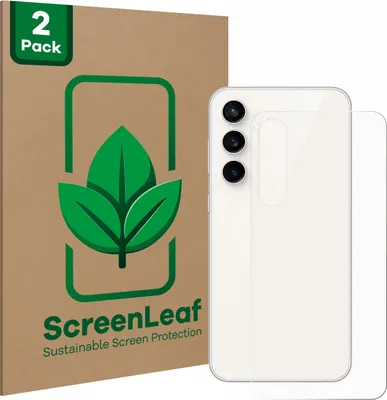 Produktbild von 2x ScreenLeaf Schutzfolie für Samsung Galaxy S23 FE (Rückseite) nachhaltiger Displayschutz Display Schutz Folie Klar Transparent