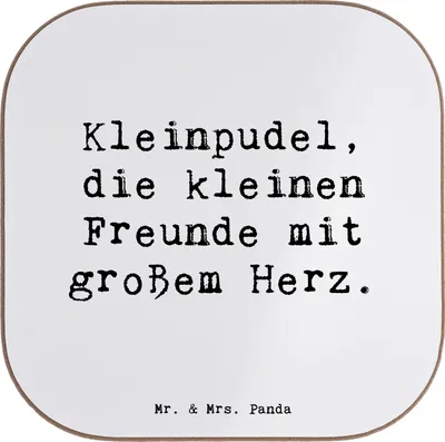 Produktbild von Mr. & Mrs. Panda Untersetzer Glas Spruch Kleinpudel Liebe - Weiß - Geschenk, Hunderassen, gläseruntersetzer, herzerwärmend, liebevolle Hunde, Tasse, bieruntersetzer