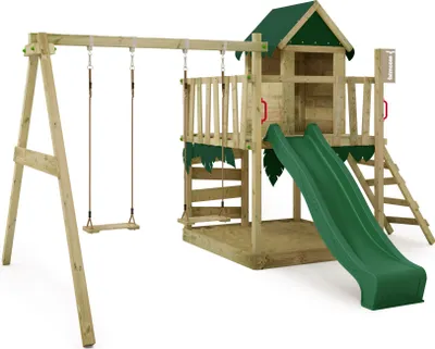 Produktbild von Spielturm Fatmoose JazzyJungle Jam XXL mit Schaukel und Rutsche in Grün