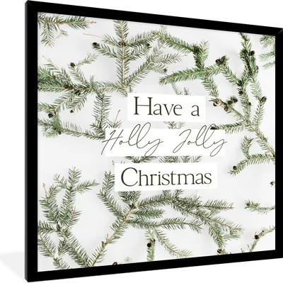 Produktbild von MuchoWow® Gerahmtes Poster Winter - Zweige - Zitat 40x40 cm - Poster mit Schwarzem Bilderrahmen Wandposter Rahmen Foto Bilder - Mit Rahmen - Wanddekoration Schlafzimmer