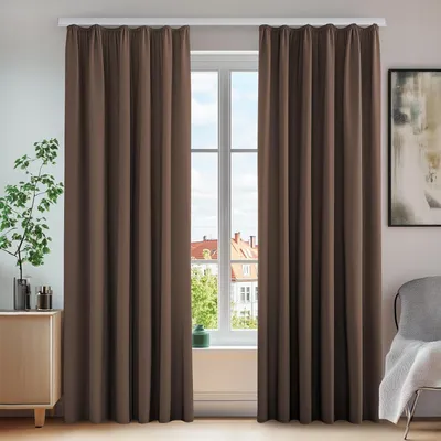 Immagine prodotto di Tende con passacorda, 138x140 cm, colore marrone, set da 2