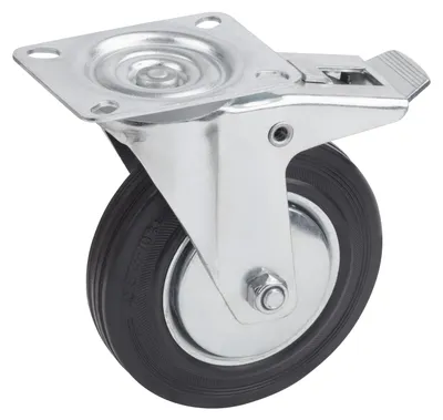 Produktbild von Metafranc Lenkrolle Ø 200 mm Feststeller 140 x 110 mm Platte Vollgummi-Rad