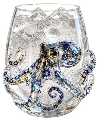 Oktopus-Weinglas 320 ml, blaue Ringe, ohne Stiel