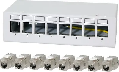 Image de LogiLink Professional NK4092 Panneau de brassage de bureau LogiLink Cat. 6A, 8 ports, gris clair