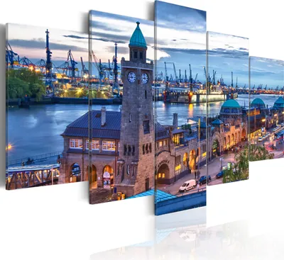 Produktbild von Modernes Wandbild 030221- 1 (100x50) - 5 Teilig Bilder Fotografie auf Vlies Leinwand Foto Bild Dekoration Wand Bilder Kunstdruck Hamburg