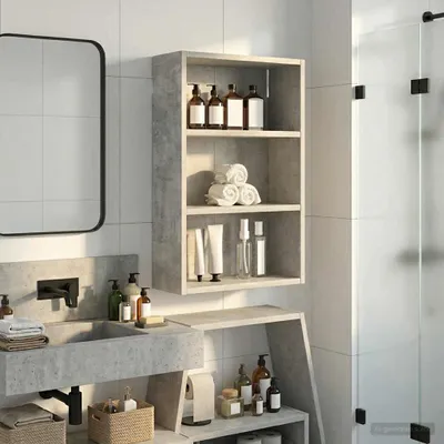 Produktbild von vidaXL Badezimmer-Wandschrank mit Regal Betongrau 40 x 16 x 62,5 cm