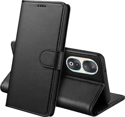 Produktbild von Hülle für Honor 90 Smart 5G - Schwarze Brieftasche Klappe Magnetisiert Aufbewahrung Karten Handyhülle Phonillico®