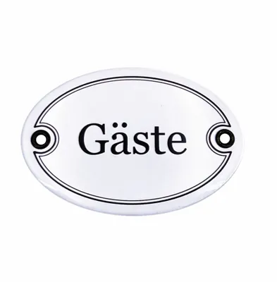 Produktbild von Emaille Türschild GÄSTE oval 7x10 cm Schild Emailschild Vintage Metallschild - Blechschild - Küchendeko - Deko Retro Wandschild (Weiß)
