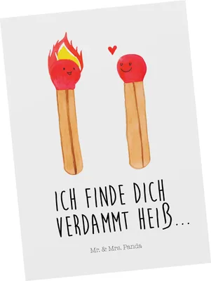 Produktbild von Mr. & Mrs. Panda Postkarte Streichhölzer - Weiß - Geschenk, Ansichtskarten, Fotokarte, Freundin, Liebesbeweis, Grußkarte, Liebesgeschenk, Postkarten, Ansichtskarte