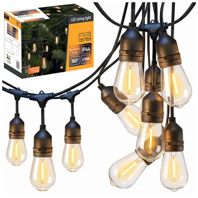 Produktbild von MasterLED LED Lichterkette Außen 10 m 20 x E27 2700 K IP44 Warmweiß für Garten Terrasse