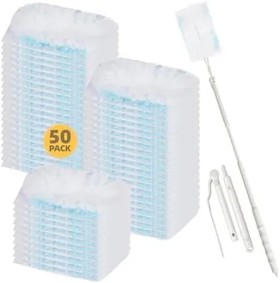 Produktbild von Loveco 51 Stück Staubmagnet Kompatibel für Swiffer Staubmagnet Nachfüllpack, Einweg Magnet Staubwedel für Swiffer Duster, zur Reinigen von Tierhaare Staub Schmutz (50 Tücher + 1 Teleskopstange)