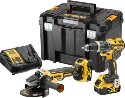 Zdjęcie produktu dla Akumulatorowy zestaw combi DeWalt 18,0 V / 5,0 Ah z DCD 796 (wiertarka udarowa), DCG 405 (szlifierka kątowa) - DCK2080P2T-QW