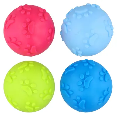 Produktbild von 4-teiliges Hundeball-Set, quietschende, unzerstörbare Hundebälle, interaktive Hundebälle mit Quietscher, Kaubälle für Hunde, schwimmende Hundebälle für Welpen, kleine und mittelgroße Haustiere