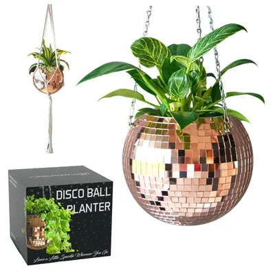 Produktbild von Pflanzhänger Discokugel - 20 cm - Roségold - Glas und Kunststoff