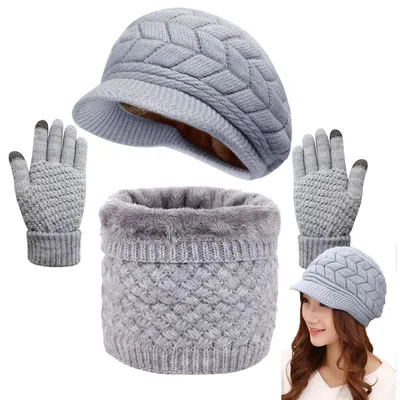 Produktbild von Winterset mit Strickmütze, Schal und Handschuhen für Damen