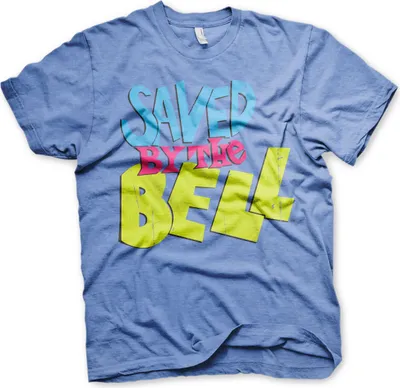 Produktbild von Saved By The Bell Distressed Logo T-Shirt - X-Large - Blue-Heather