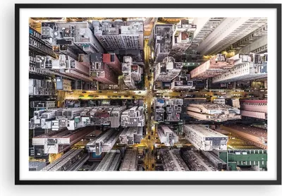 Produktbild von Gerahmtes Poster - Schwarzer Rahmen - Metropole Luftaufnahmen Straße - 91,5x61 cm - Wand Bild - Wanddeko - Wandbilder - Kunstposter - Wandposter - Bilderrahmen - Bilder - Kunstdruck - P2BAA91x61-4507