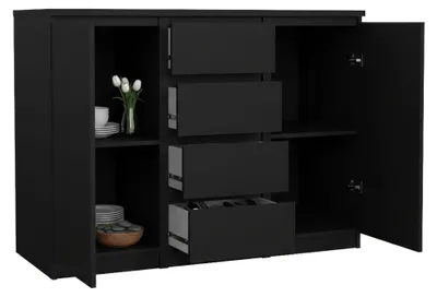 Image de Angelika - Buffet, 121x50x91h cm Noir, 2 Étagères