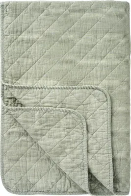 Produktbild von Plaid FARMHOUSE staubig grün weiß gestreift Decke Quilt Steppdecke Land IB LAURSEN