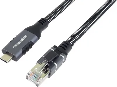 Obrázek produktu pro PremiumCord Ethernetový kabel USB-C -> LAN RJ45 10/100/1000 MBIT 1m