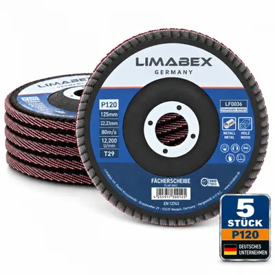 Produktbild von Fächerscheiben 125 mm Holz Metall P120 Lamellenscheiben 5 Stück