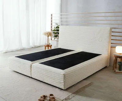 Produktbild von DELIFE Boxspringgestell Dream-Well Plüsch-Cord Beige 180x200 cm