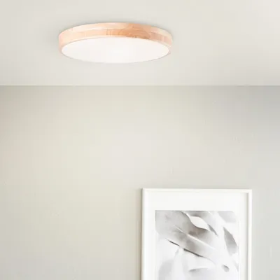 Produktbild von LED-Deckenlampe, 50 cm, 3800 lm, CCT, dimmbar, Holz hell/weiß