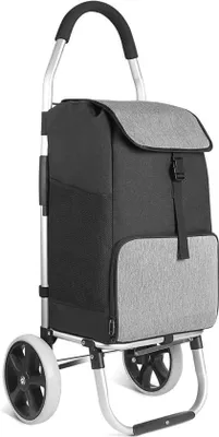 Immagine prodotto di Carrello per frigorifero con paraspruzzi - Carrello per frigorifero con ruote grandi - Carrello pieghevole con paraspruzzi - Capacità: 54 litri - Nero/grigio