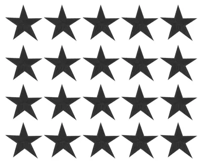 20er-Pack Aufbügelsterne, schwarz, 75 mm, für Kleidung & DIY