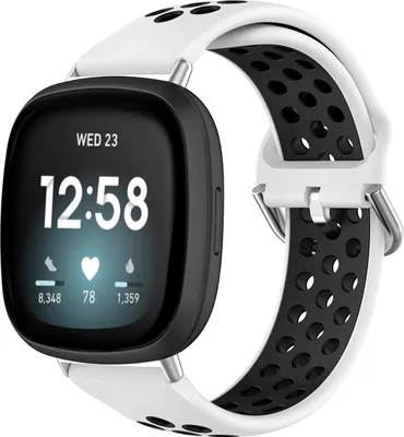 Produktbild von Fitbit Versa 4, Fitbit Versa 3, Fitbit Sense 2, Fitbit Sense Band: imoshion Silikon-Sportband mit silberner Schnalle silberner Kastenanschluss