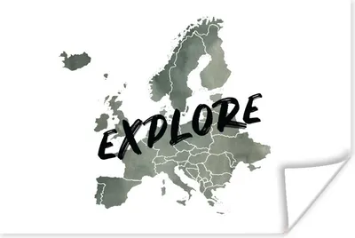 Produktbild von MuchoWow® Poster Karte - Europa - Zitate 60x40 cm - Schlafzimmerdekoration