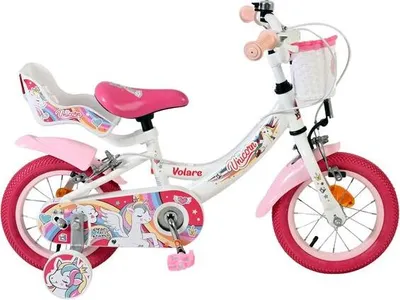 Produktbild von Volare Unicorn Kinderfahrrad - Mädchen - 12 Zoll - Weiss - Zwei Handbremsen