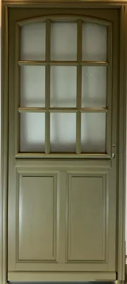 Image de Porte d'entree Bois vitree, Andore Vert RAL 7002, H215 x L90 p, gauche Cotes Tableau