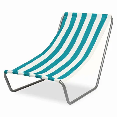 Produktbild von FEBE Leżak plażowy ogrodowy niebieski/beżowy w paski lekki składany z torbą do przenoszenia