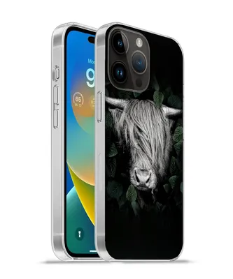 Produktbild von MuchoWow® Handyhülle Schutzhülle Hülle für Apple iPhone 14 Pro Max Schottischer Highlander - Blätter - Porträt Silikon Softcase Handy Hülle - Hardcover