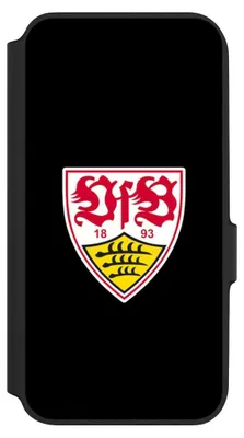 Produktbild von NIVOCASE Klapphülle für Samsung Galaxy A54 5G  Handyhülle aus Kunst Leder NIVOflip schwarz Offizielles Lizenzprodukt VfB Stuttgart Wappen