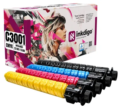 Produktbild von Inkdigo 4er-Set Toner 841421–841424 für Ricoh Aficio MPC3001, MPC3501 – CMYK,
