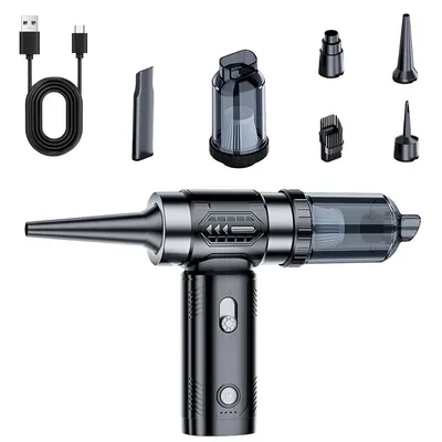 Produktbild von Auto-Staubsauger, tragbarer, kabelloser Handstaubsauger mit Staubfangbehälter, Gebläse- und Handpumpenfunktion, wiederaufladbarer mit 10000 Pa