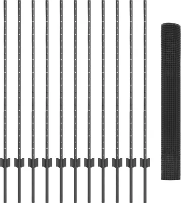 Produktbild von Möbel Schweißdrahtzaun mit 22 U-Pfosten Grau 1.2x25 m Stahl - Zaunzubehör 3336603