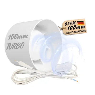 Obrázek produktu pro 100mm odtahový ventilátor přívodní vzduch rostoucí ventilátor Inline ventilátor s kabelem zástrčkový spínač 230V pro zásuvku kanálový odtahový ventilátor