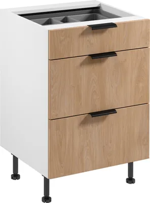 Produktbild von Küchenunterschrank 60 cm mit 3 Schubladen küchenmöbel Küchenblock, Sorento D60S3 AX Sonoma Eiche/Weiß