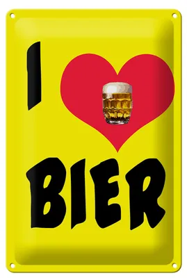 Produktbild von Blechschild  I Love Bier, 30 x 20 cm, Blechschilder Spruch Getränk, Alkohol