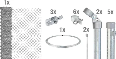 Produktbild von Alberts Maschendrahtzaun, Höhe 80 cm, Länge 10 m, Zaun-Komplettset zum Einbetonieren, verzinkt,  Maschenweite 60 x 60 mm
